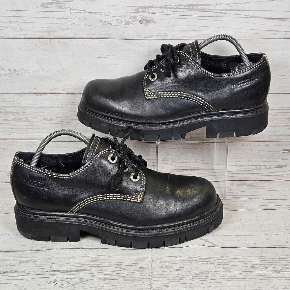 London Underground Shoes Men’s Black 9M Leather Chunky Lug Sole Oxfords *Wear